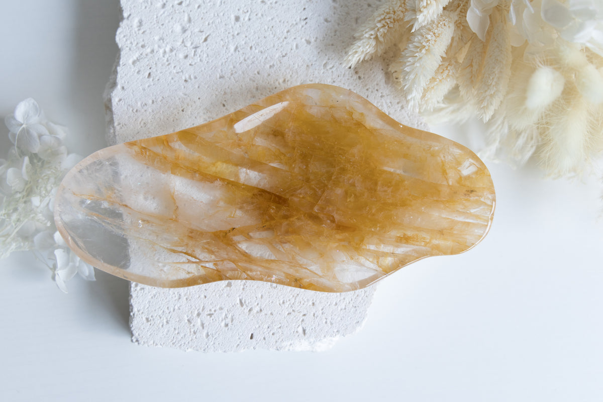 Golden Healer Quartz Crystal Dish