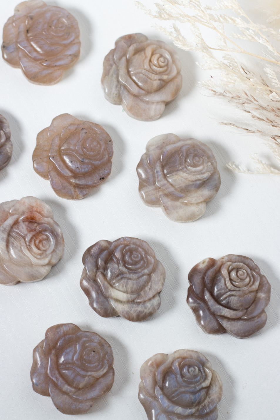 Carved Moonstone Rose