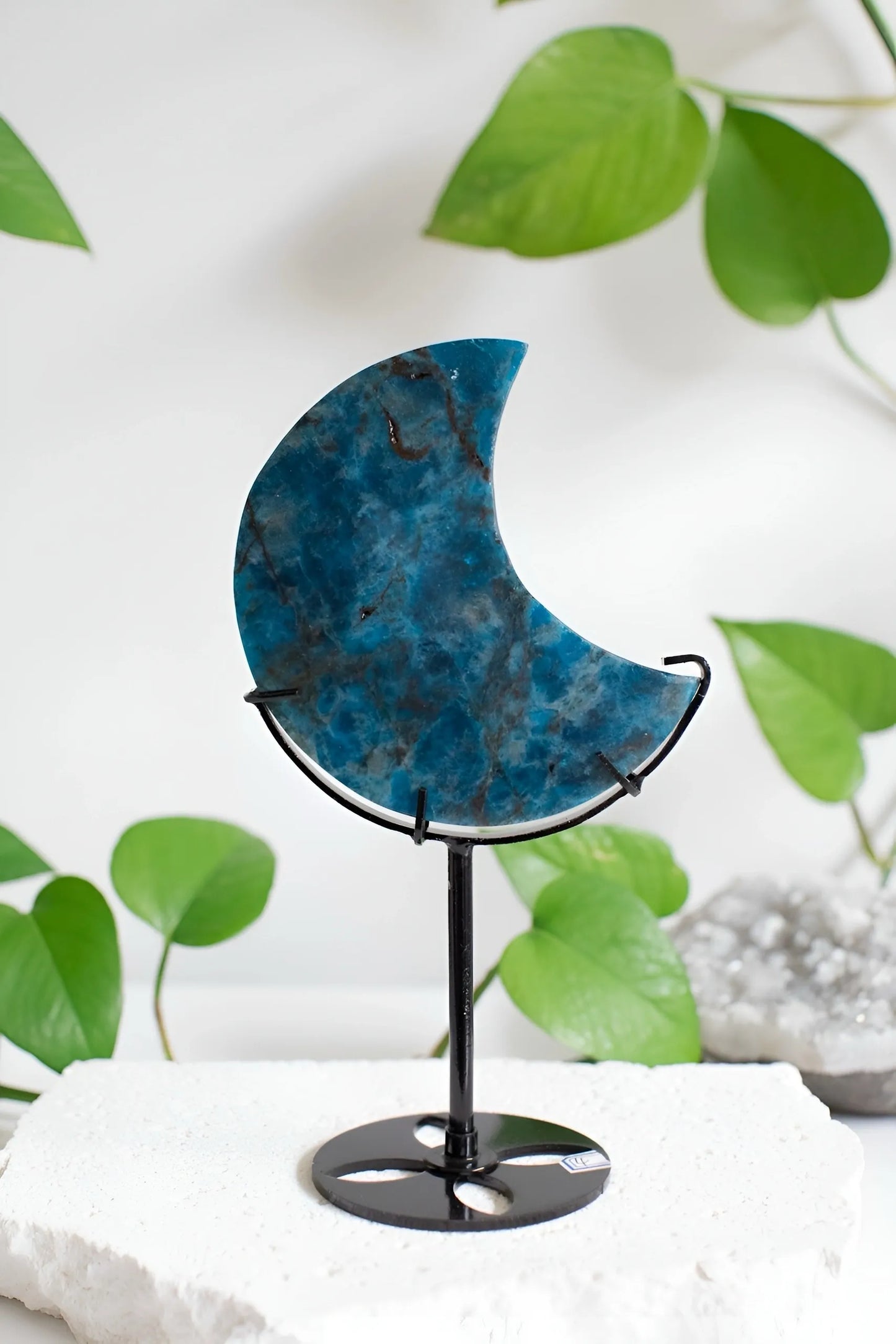 Mesmerising Blue Apatite moon - Free stand