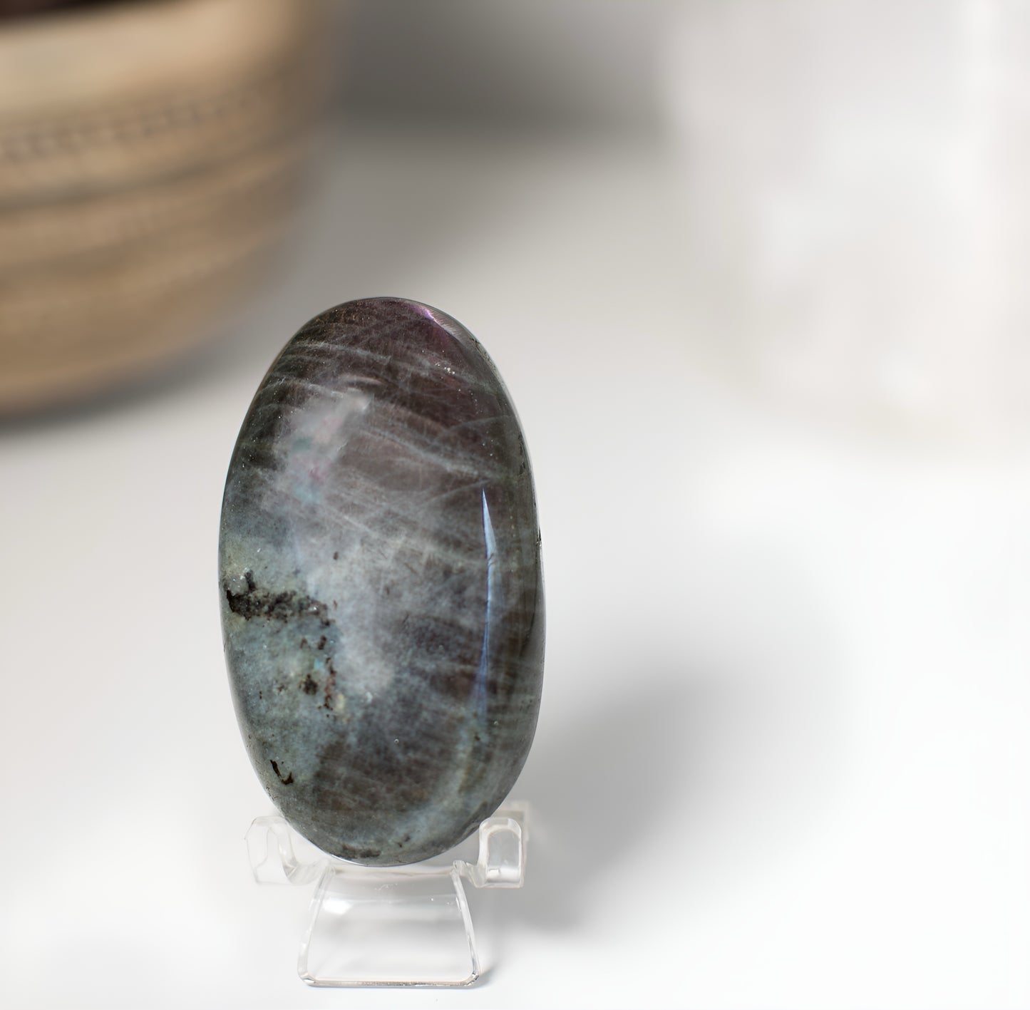 Purple Flash Labradorite Palm Stone