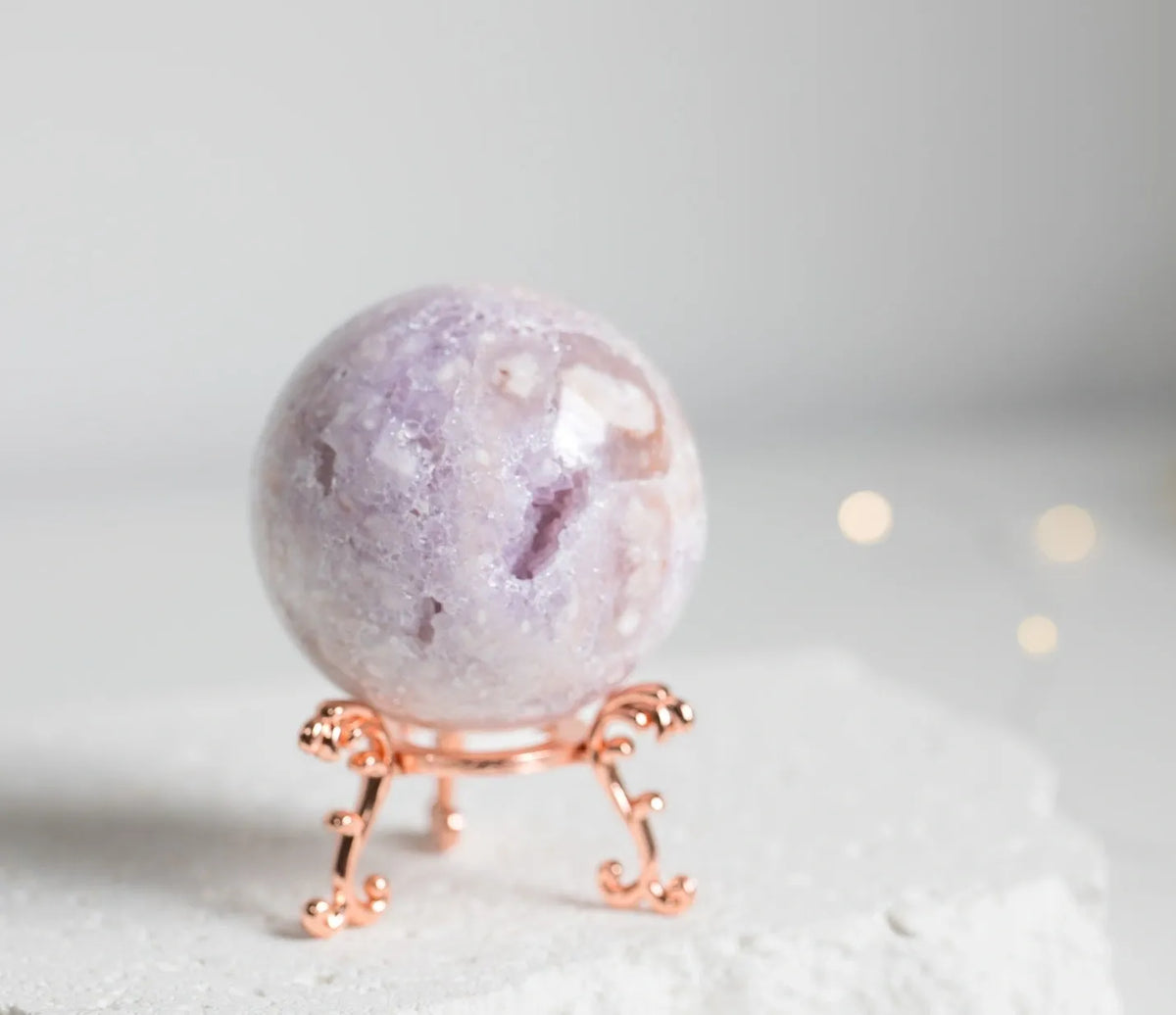 Druzy Pink Amethyst & Flower Agate Sphere