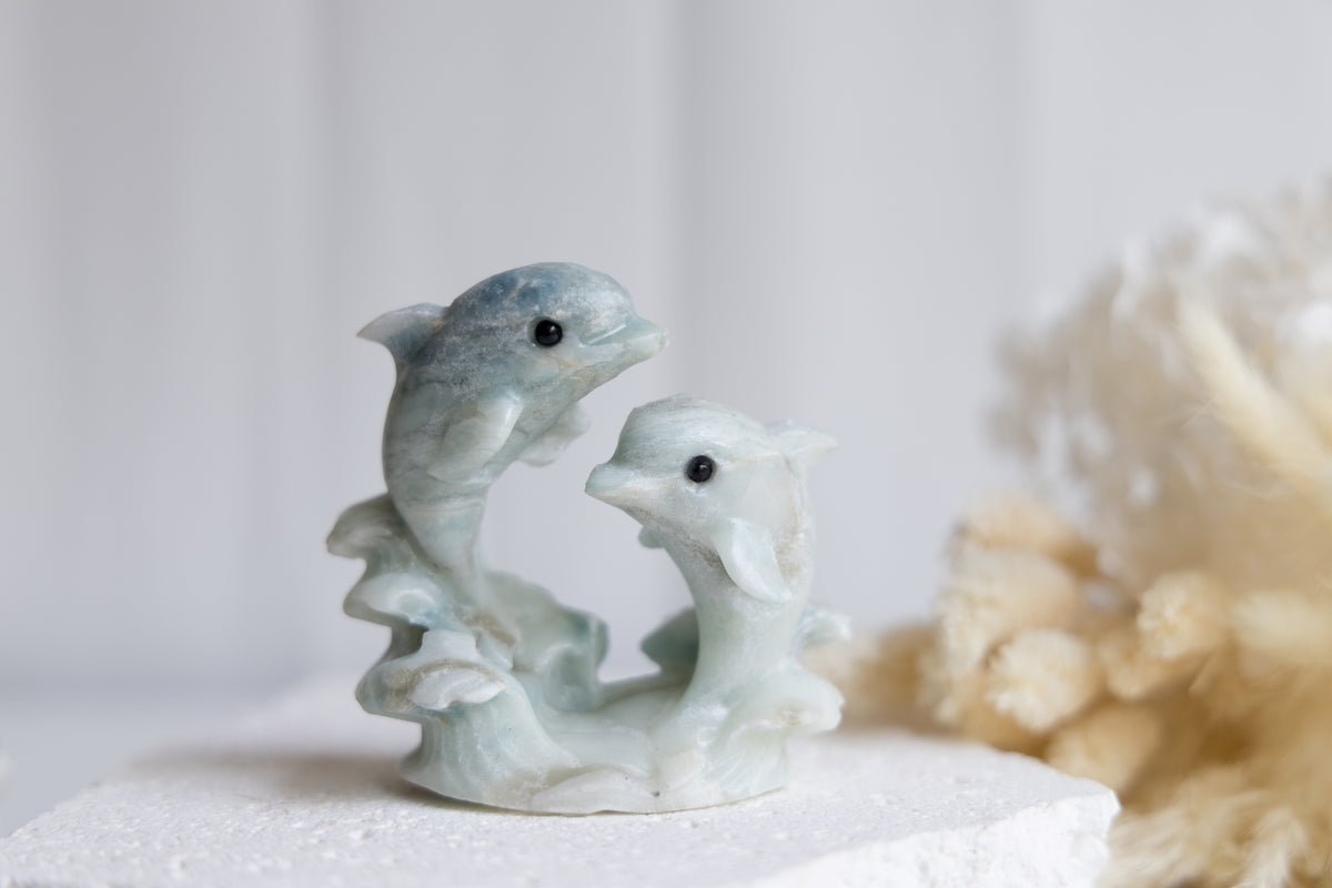 Caribbean Calcite Dolphin Carving