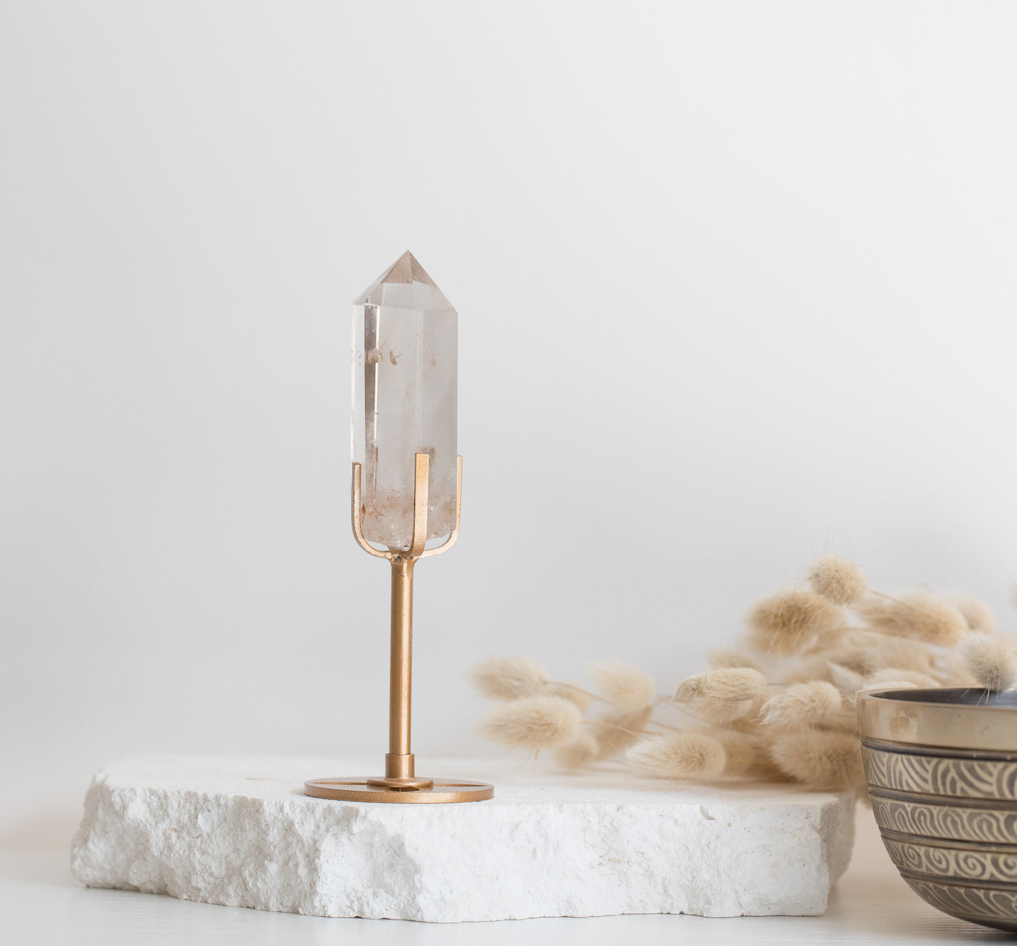 Stunning Smokey Quartz Point & Elegant Gold Stand