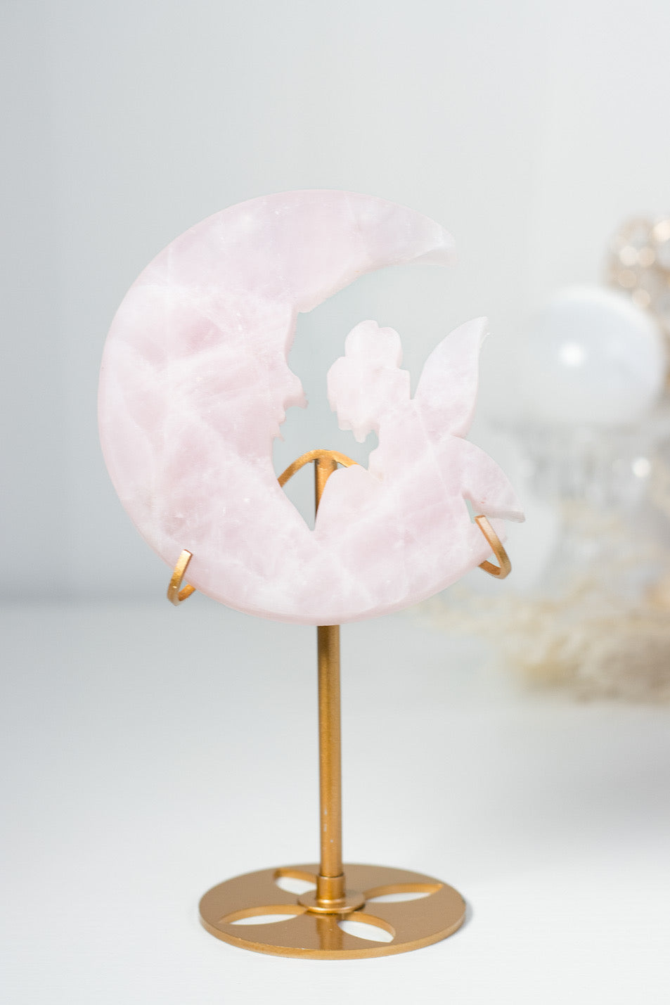 Gorgeous Rose Quartz Fairy & Moon