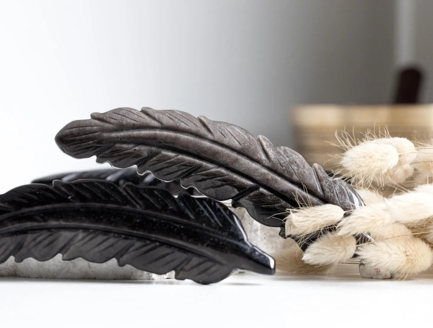 Silver Sheen Obsidian Feather