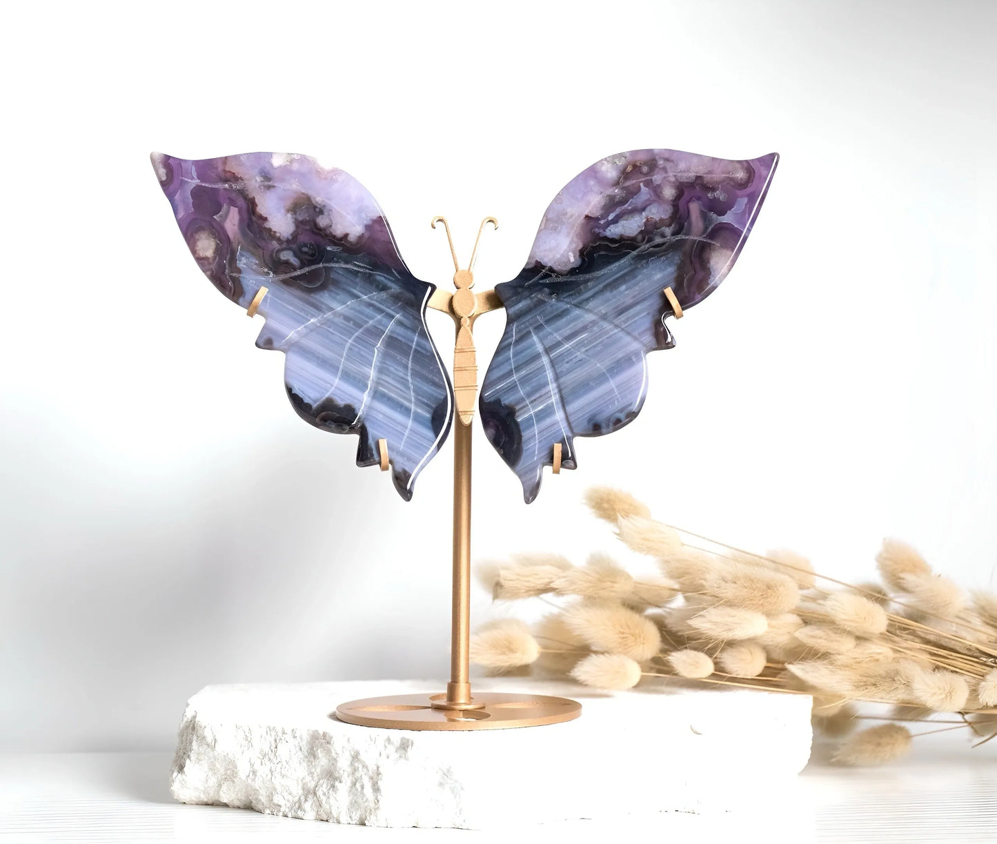 Stunning Blue Flower Agate Butterfly