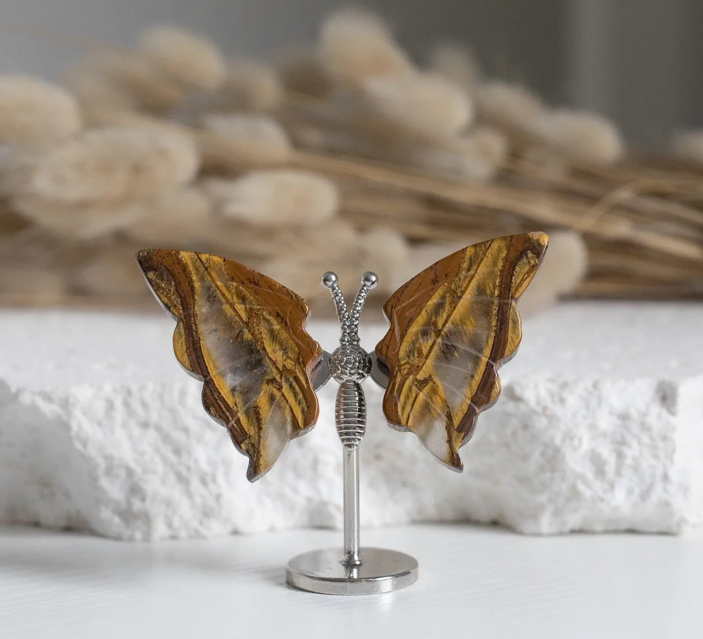 Tigers Eye mini Butterfly on stand