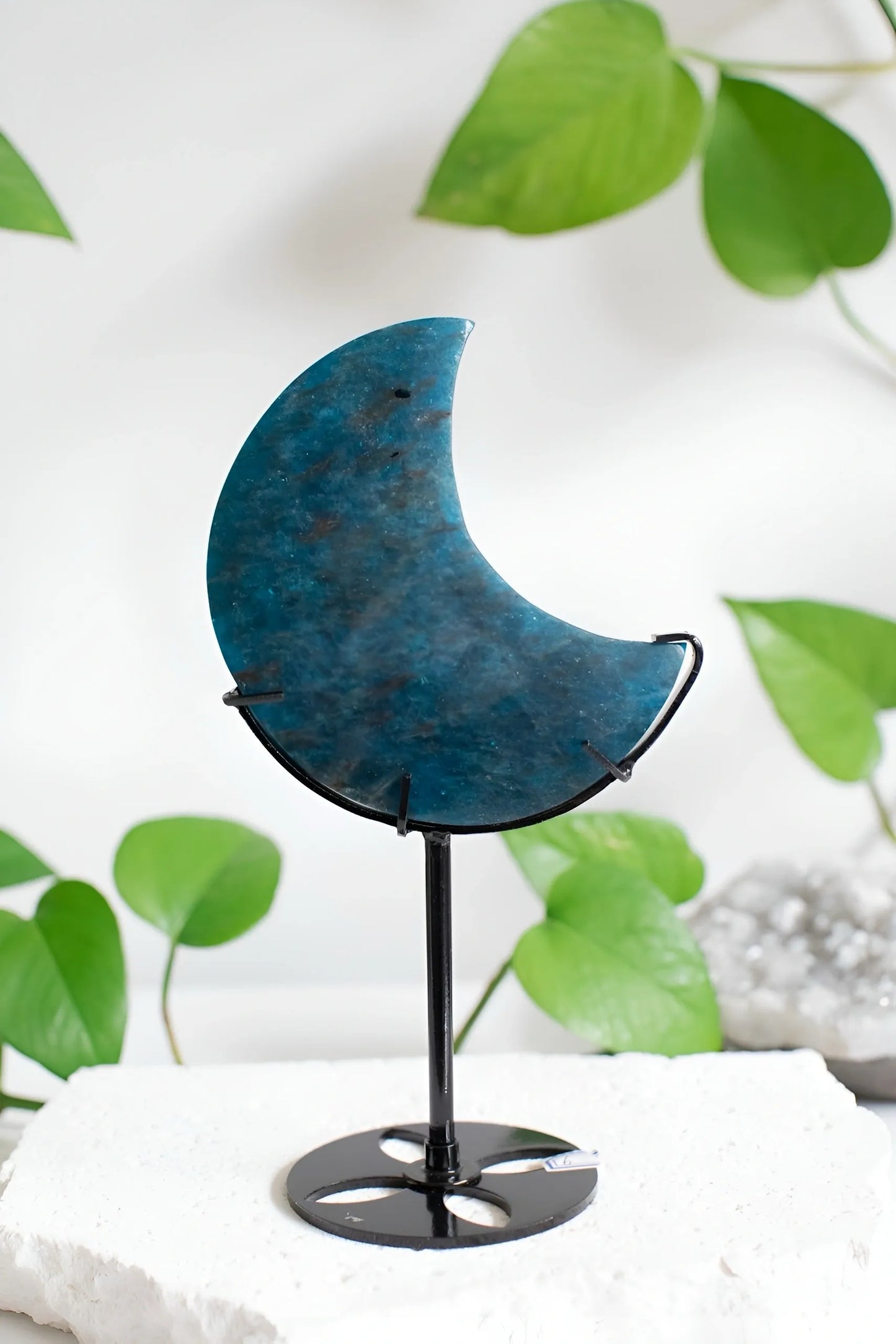 Beautiful Blue Apatite Moon - Free stand