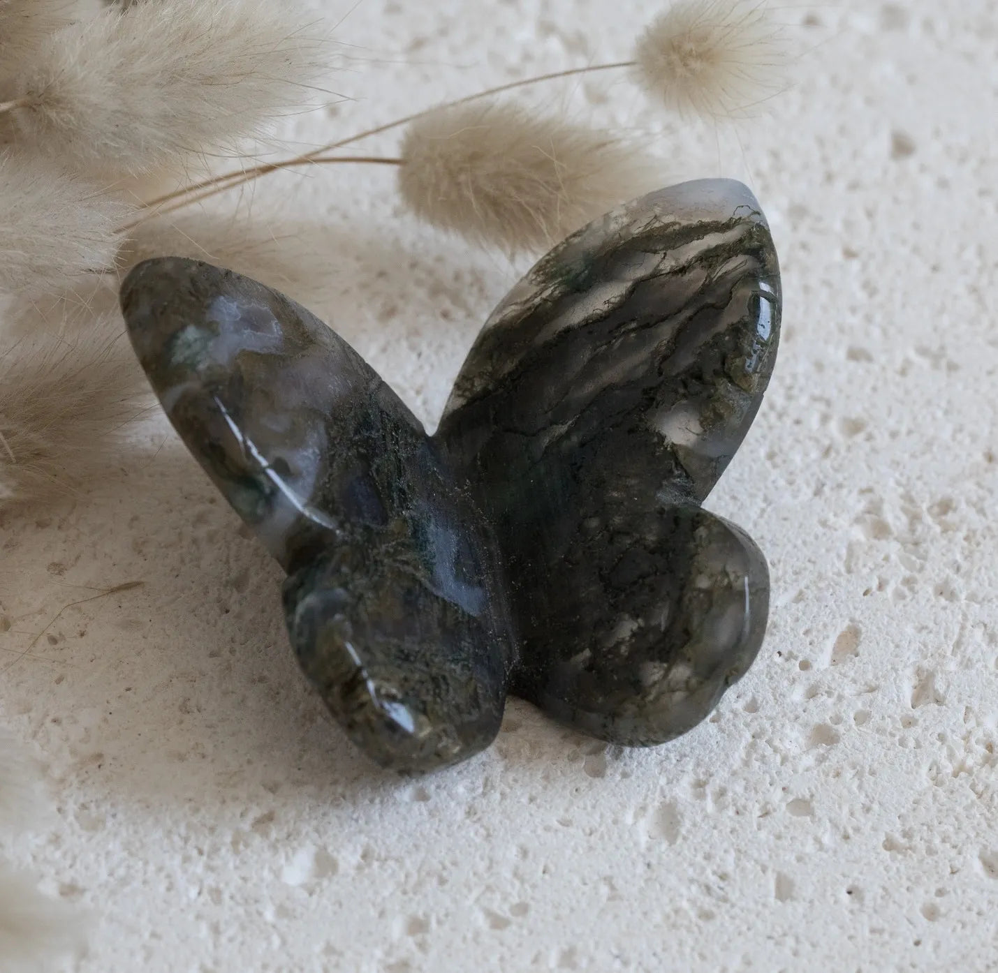 3D Green Moss Agate Butterfly