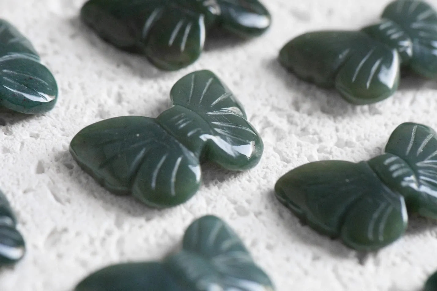 Mini Green Moss Agate Butterfly