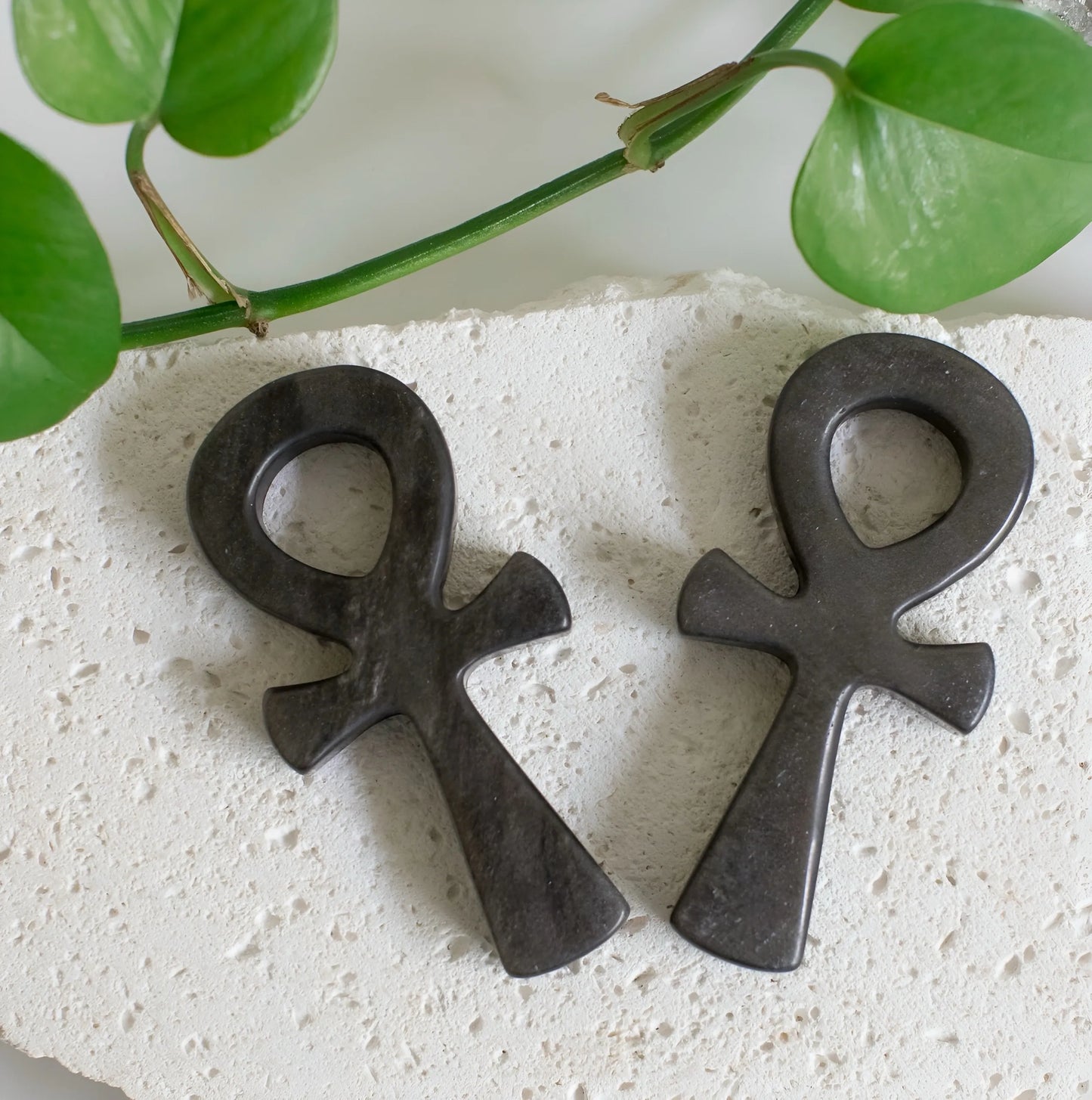 Large Silver Sheen Obsidian Ankh