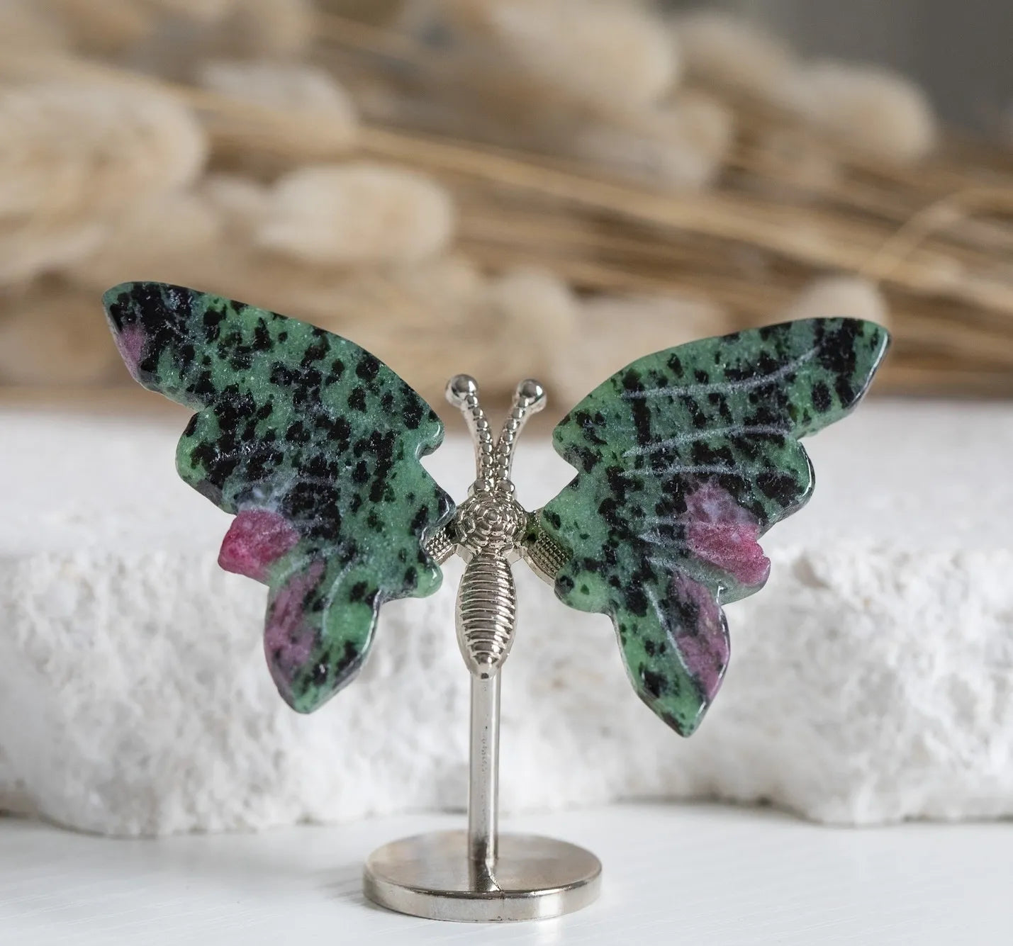 Ruby & Zoisite mini Butterfly on stand