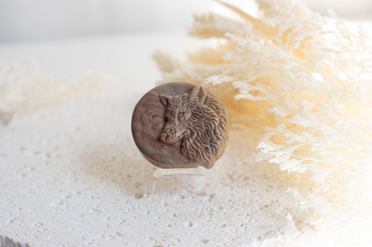 Mongolian Alashan Wolf & Full Moon Carving