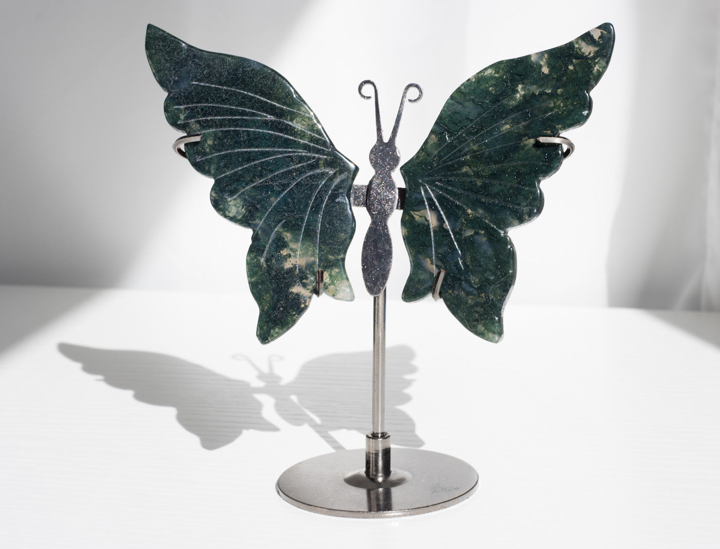 Gorgeous Green Moss Agate Butterfly