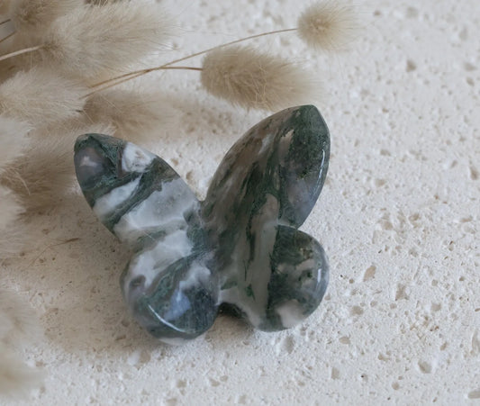3D Green Moss Agate Butterfly