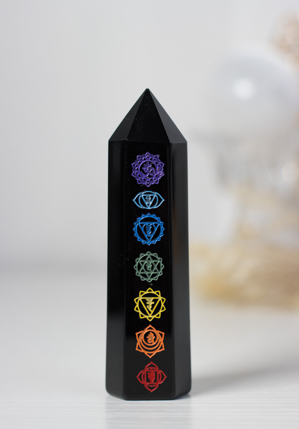 Black Obsidian Chakra Tower