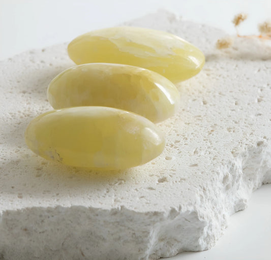 Lemon Calcite Palm Stone