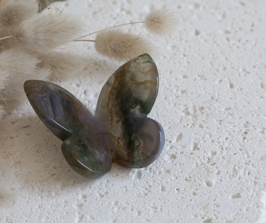 3D Green Moss Agate Butterfly