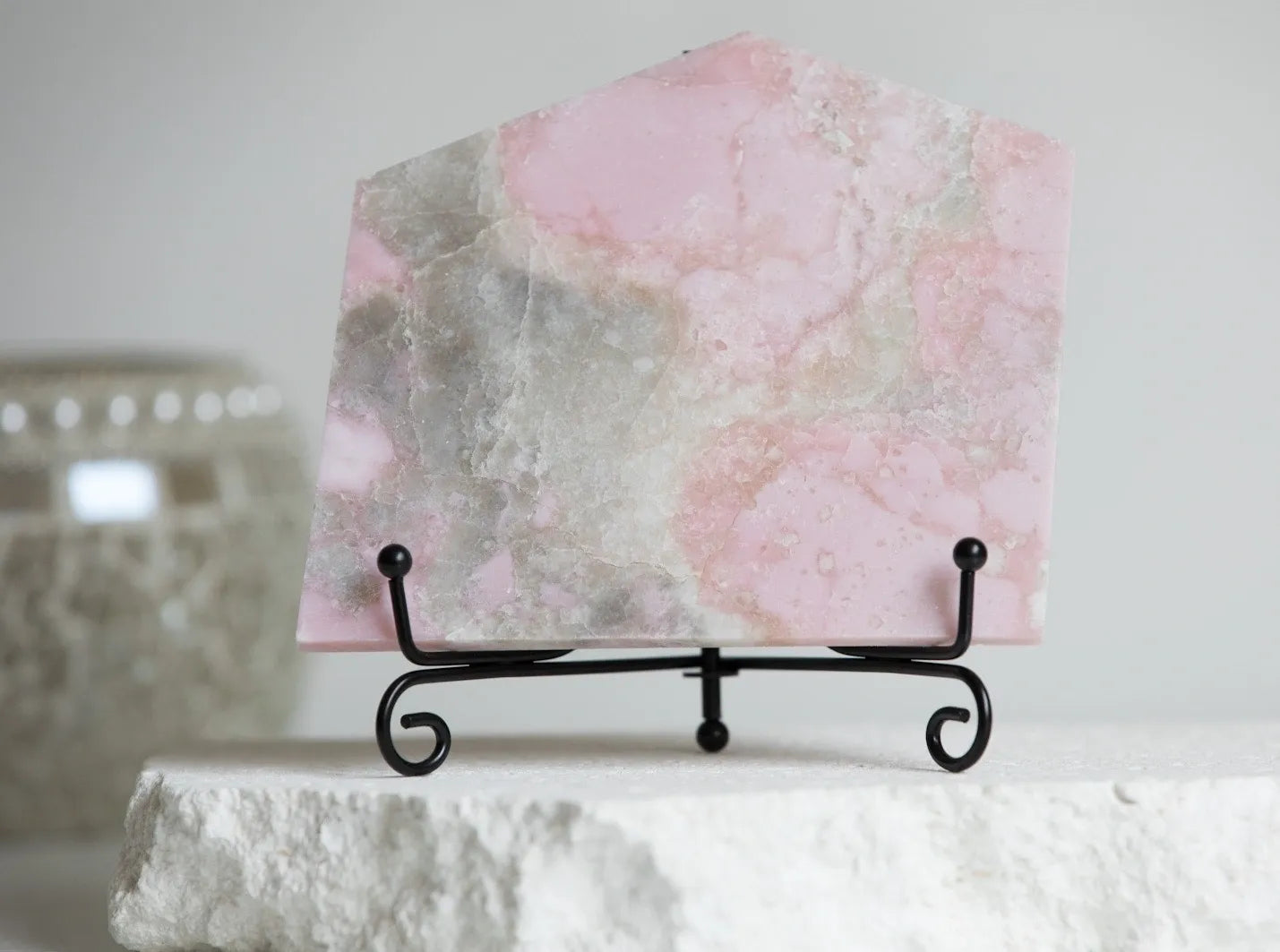 Pink Opal Slab & Free Stand