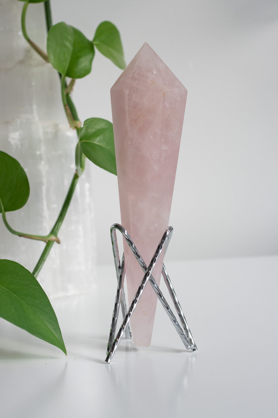 Stunning Rose Quartz Wand & Stand