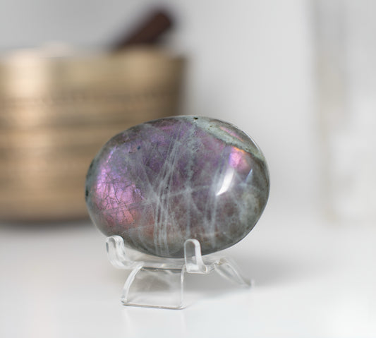 Purple Flash Labradorite Palm Stone