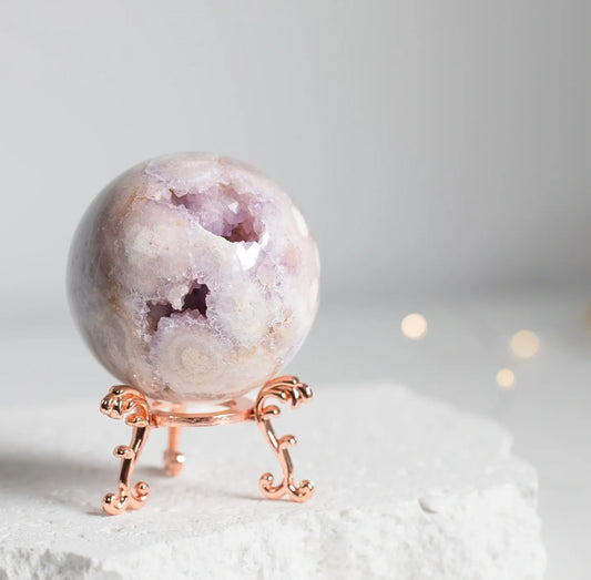 Druzy Pink Amethyst & Flower Agate Sphere
