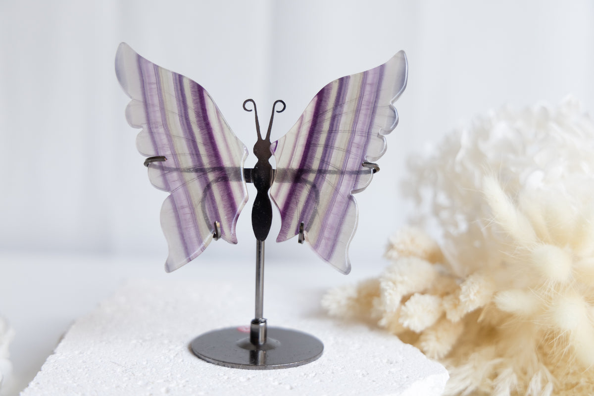 Rainbow Fluorite Butterfly on Stand