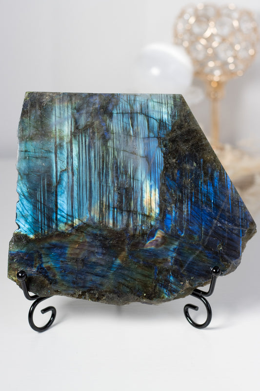 High Flash Labradorite Slab-with stand