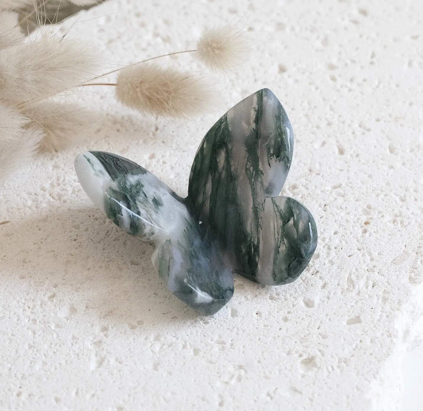 3D Green Moss Agate Butterfly