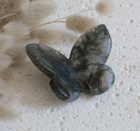 3D Green Moss Agate Butterfly