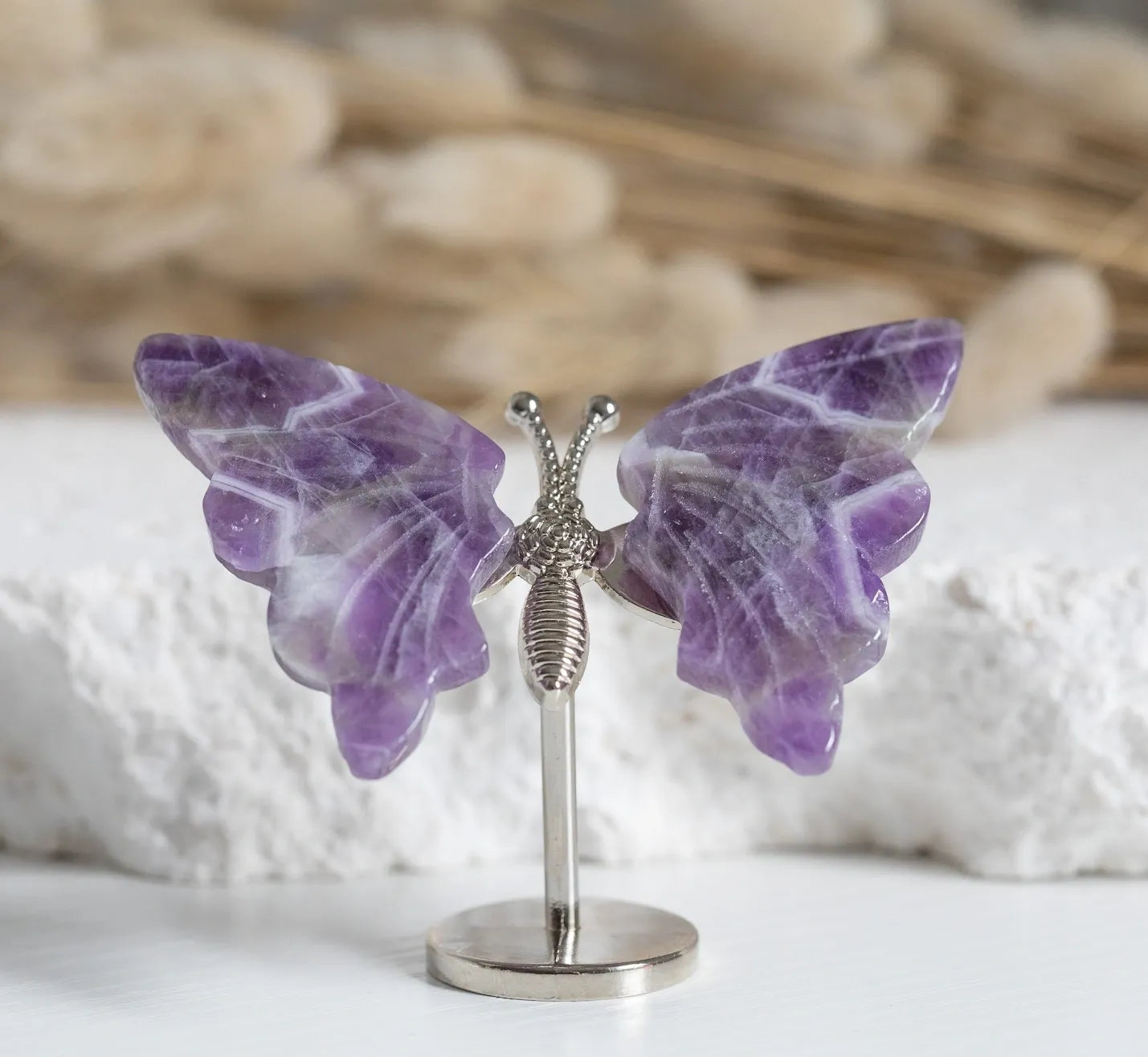 Dream Amethyst mini Butterfly on stand