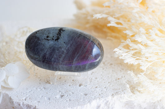 Purple Flash Labradorite Palm Stone