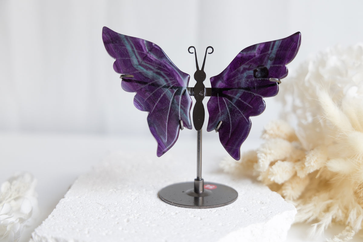 Rainbow Fluorite Butterfly on stand