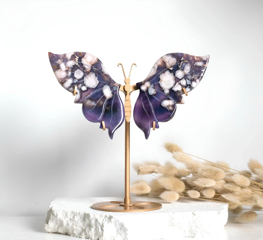 Beautiful Blue Flower Agate Butterfly