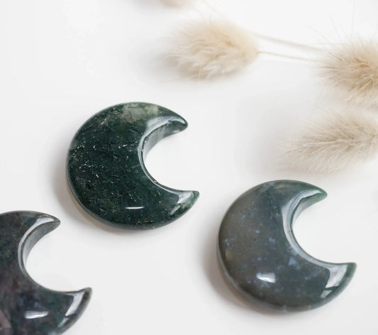 Moss Agate Mini Moon