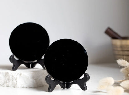 Black Obsidian Mirror & Stand