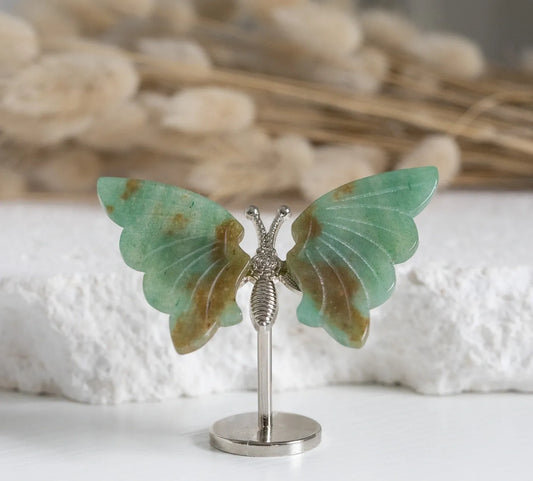 Green Aventurine mini Butterfly on stand