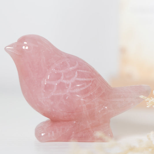 Rose Quartz Bird Carving