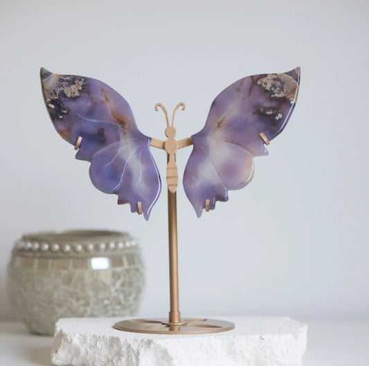 Gorgeous Blue Flower Agate Butterfly