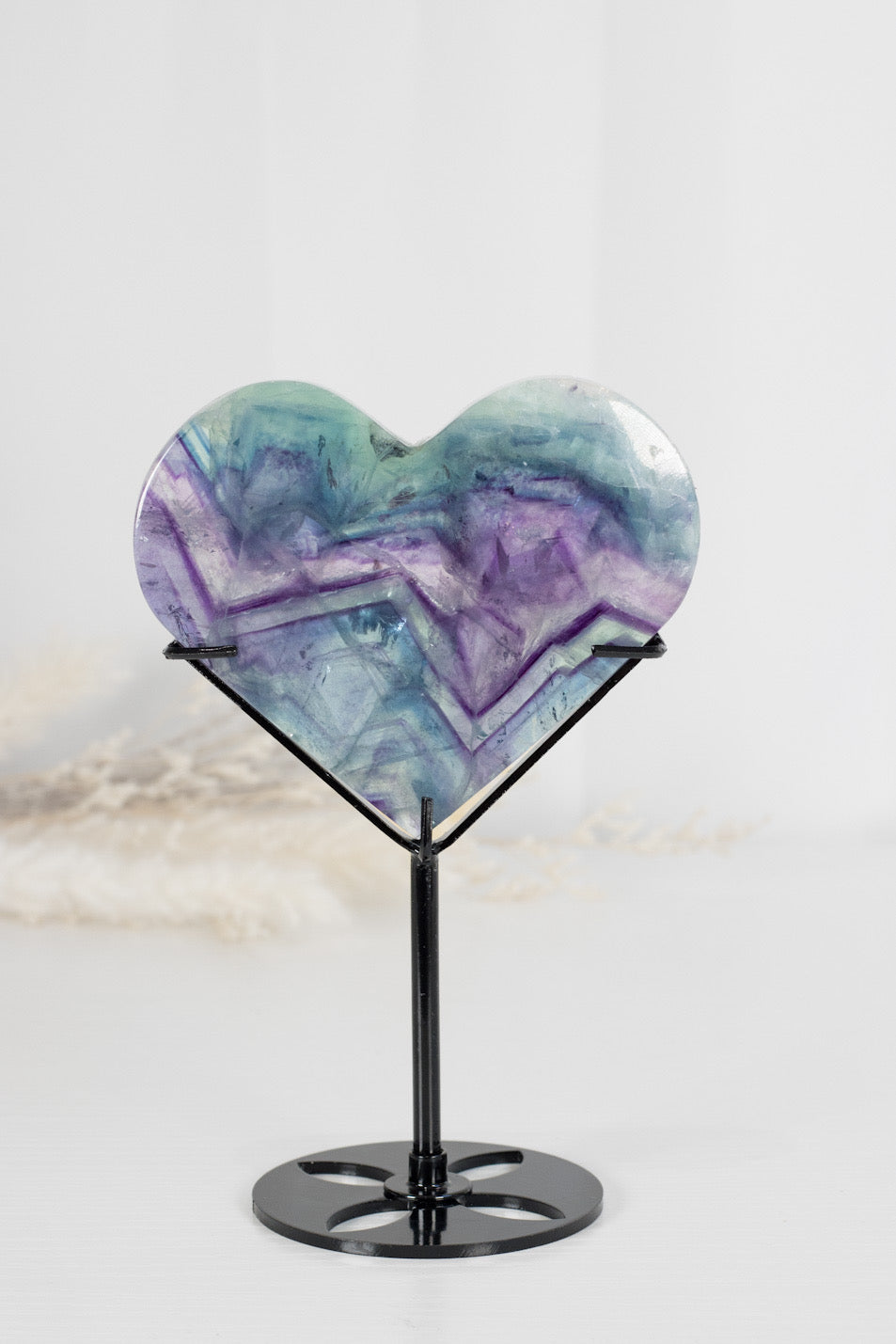 Absolutely Stunning Rainbow Fluorite Heart-with custom stand