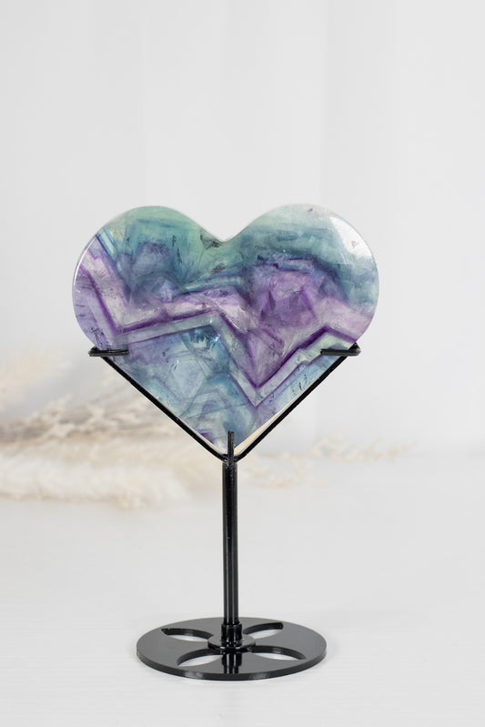 Absolutely Stunning Rainbow Fluorite Heart-with custom stand