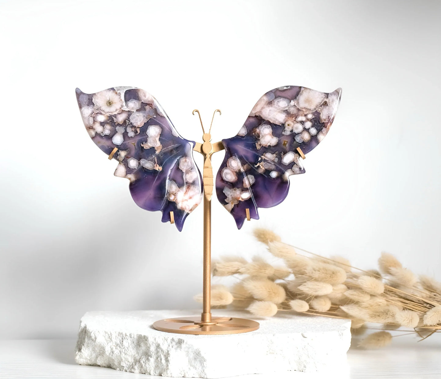 Gorgeous Blue Flower Agate Butterfly