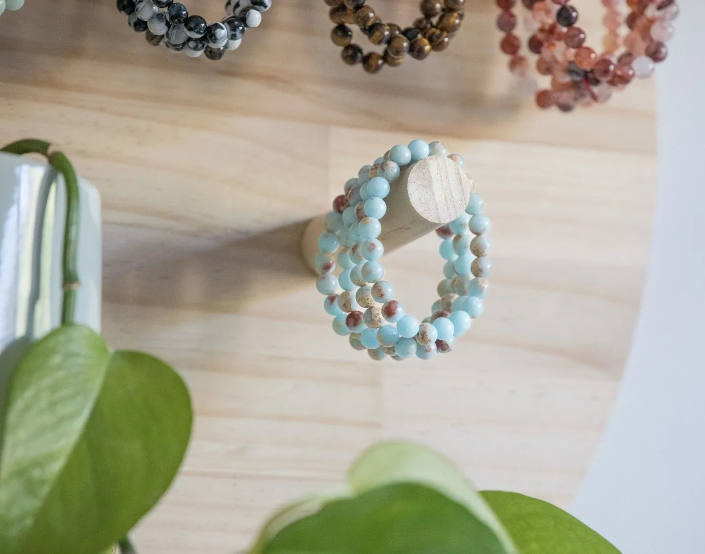 8mm Blue Sediment Sea Jasper Bracelet