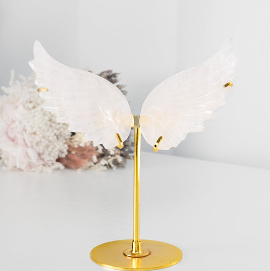 Beautiful Rose Quartz Angel Wings
