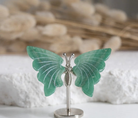 Green Aventurine mini Butterfly on stand
