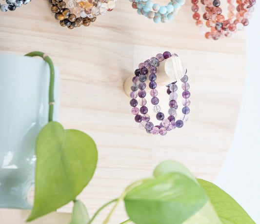 8mm Purple Fluorite Bracelet