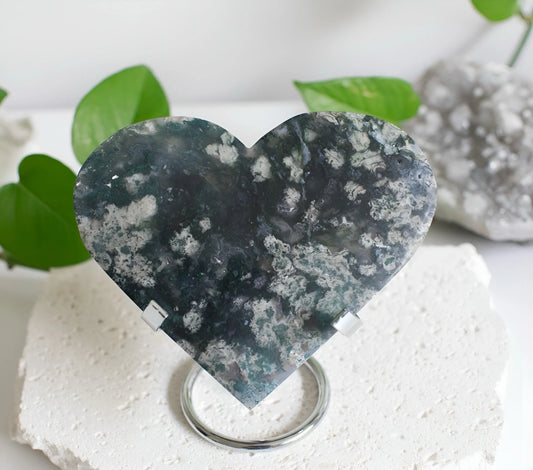 Clearance Price- Large Green Moss Agate Heart
