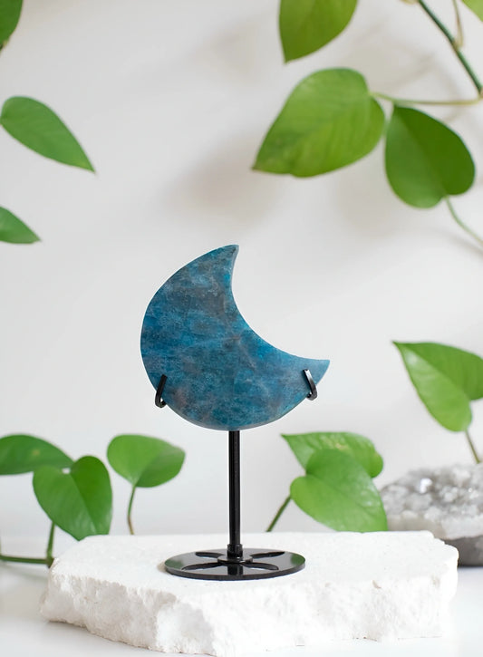 Stunning Blue Apatite Moon - Free stand