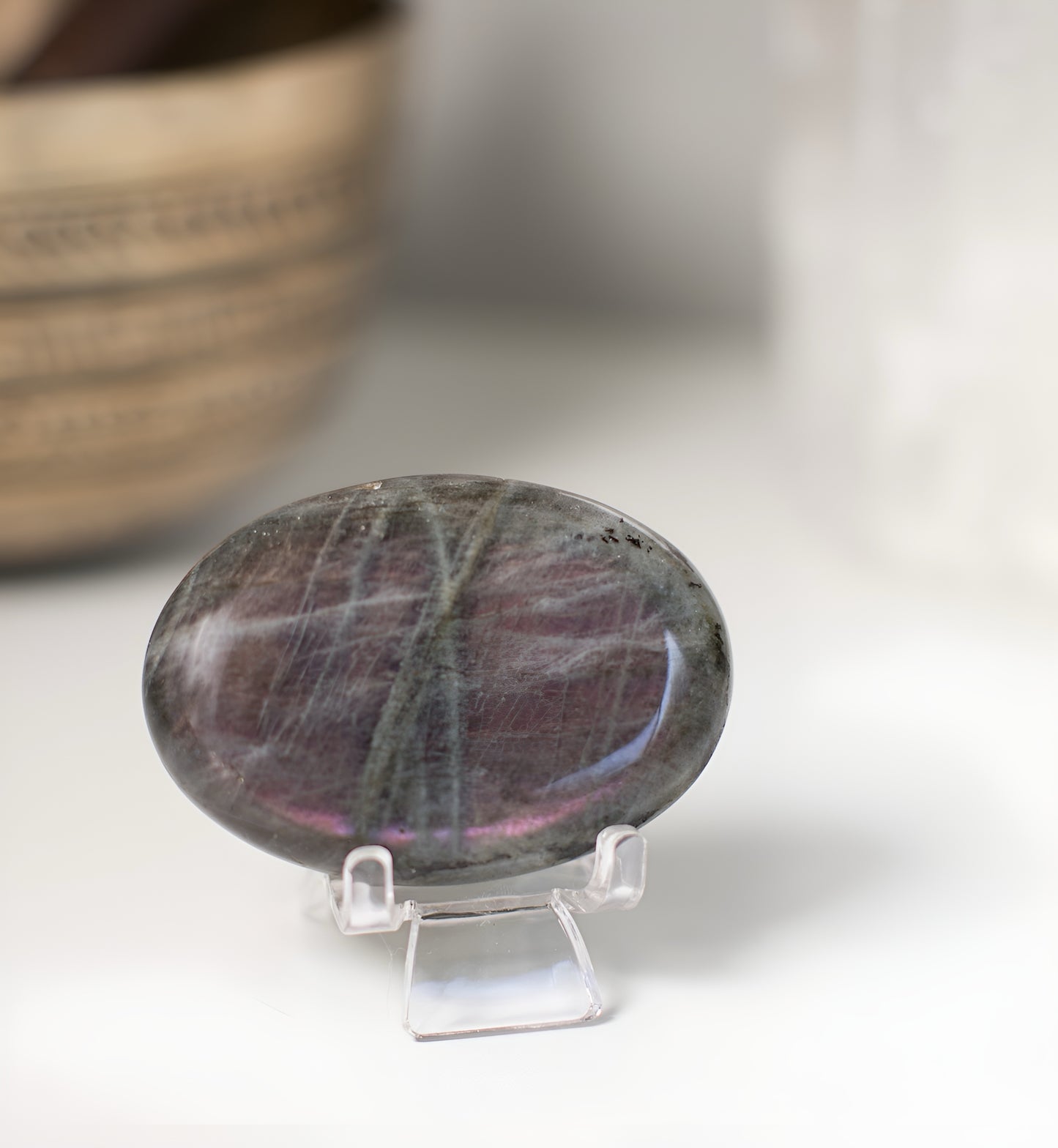 Purple Flash Labradorite Palm Stone
