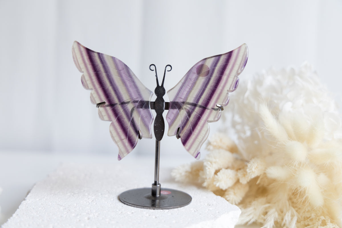Rainbow Fluorite Butterfly on Stand